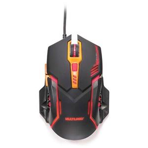 MOUSE GAMER MULTILASER 2400 DPI PRETO E LARANJA MO270