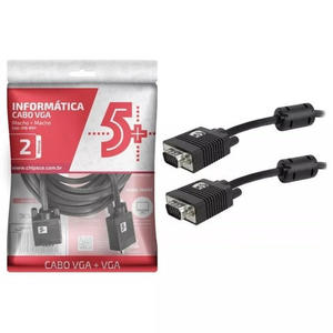 CABO VGA INFO - VGA MACHO + VGA MACHO - C/ FILTRO - PRETO - 2M