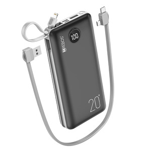 CARREGADOR PORTÁTIL POWER BANK HREBOS 20.000MAH DISPLAY - HS-902