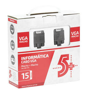 CABO VGA INFO - VGA MACHO + VGA MACHO - C/ FILTRO - PRETO - 15M