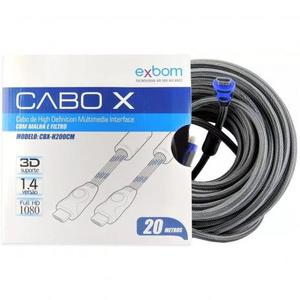 CABO DE HDMI 20M VERSAO 1.4 COM MALHA E FILTRO BLINDADO EXBOM CBX-H200CM