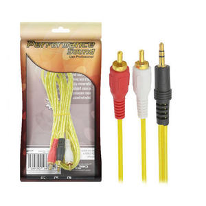 CABO P2+RCA CRISTAL - P2 ESTEREO + 2 RCA MACHO 1.8M - AMARELO