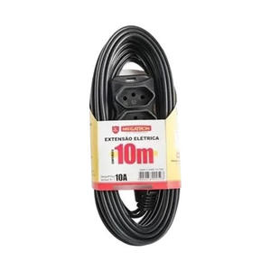 EXTENSAO MEGATRON PP PLANO 3 TOMADAS, 10M, ATE 220V - PRETO