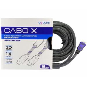 CABO HDMI EXBOM 10 METROS BLINDADO V1.4 COM FILTRO E SEM MALHA - CBX-H100SM