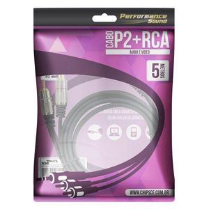 CABO P2+RCA FITZ - P2 ESTEREO X 2 RCA MACHO PLUG METAL - 5M