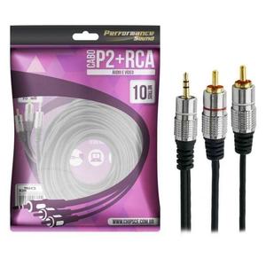 CABO P2+RCA FITZ - P2 ESTEREO X 2 RCA MACHO PLUG METAL - 10M