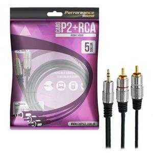 CABO P2+RCA FITZ - P2 ESTEREO X 2 RCA MACHO PLUG METAL - 2M