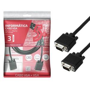 CABO VGA INFO - VGA MACHO + VGA MACHO - C/ FILTRO - PRETO - 3M