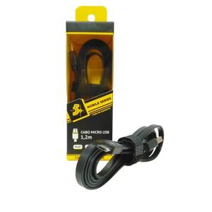 CABO MICRO USB MOBILE - MICRO USB + USB A MACHO - 5GB FLAT - 1.20M - PRETO