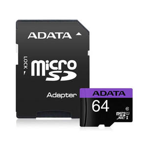 CARTAO DE MEMORIA SD ADATA CLASS 10UHSI 64GB MICRO + ADAPTADOR AUSDX64GUICL10RA1