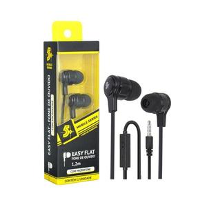 FONE DE OUVIDO EASY FLAT C/MICROFONE - PRETO - PS-021