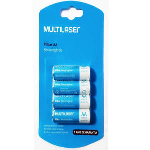 PILHA RECARREGAVEL MULTILASER AA (2500MAH) - 4 UNIDADES (05) CB052