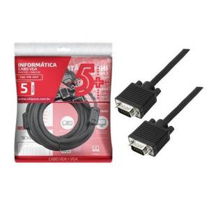 CABO VGA INFO - VGA MACHO + VGA MACHO - C/ FILTRO - PRETO - 5M