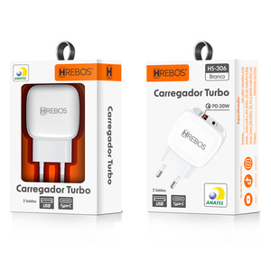 CARREGADOR USB-C(20W) + USB(18W) HS-306