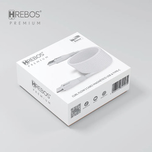 CABO MAGNÉTICO HREBOS PREMIUM CURL FLOW USB/LIGHTNING (IPHONE) 1,8M BRANCO- CB-502i