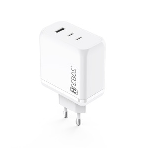 CARREGADOR HREBOS PREMIUM 65W - USB + DUAL USB-C + CABO TYPE-C X LIGHTNING - CRG-504 I