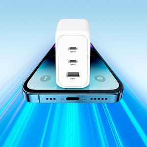 CARREGADOR HREBOS PREMIUM 65W - USB + DUAL USB-C + CABO TYPE-C X LIGHTNING - CRG-504 I