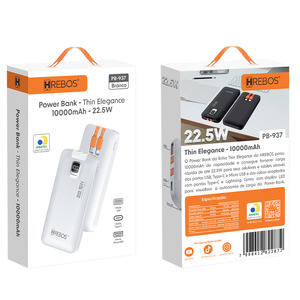 CARREGADOR PORTÁTIL POWER BANK HREBOS SIMPLES MODERN - HS-937 PB-937