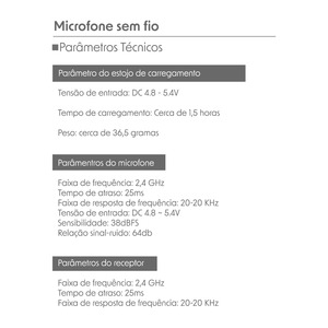 KIT 2 X MICROFONES WIRELESS + RECEPTOR TYPE-C + CASE CARREGADOR - IF-209