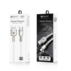 CABO TURBO HREBOS USB TIPO-C 100W 2METROS - HS-594(CB-252 C)
